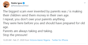You don't owe your parents anything, they should have prepared for old age - Noble Igwe 1