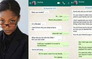 Working class lady blows hot on her unemployed boyfriend after discovering that he “squandered” her money (Screenshots)