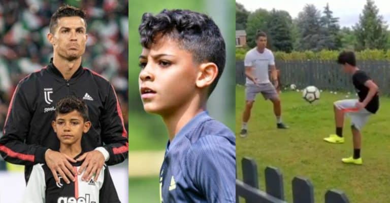 “Like father like son” – C.Ronaldo shares adorable video training with son