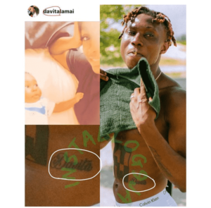 Zlatan Ibile gets a lovely tattoo of his baby mama’s name, Davita (photo)